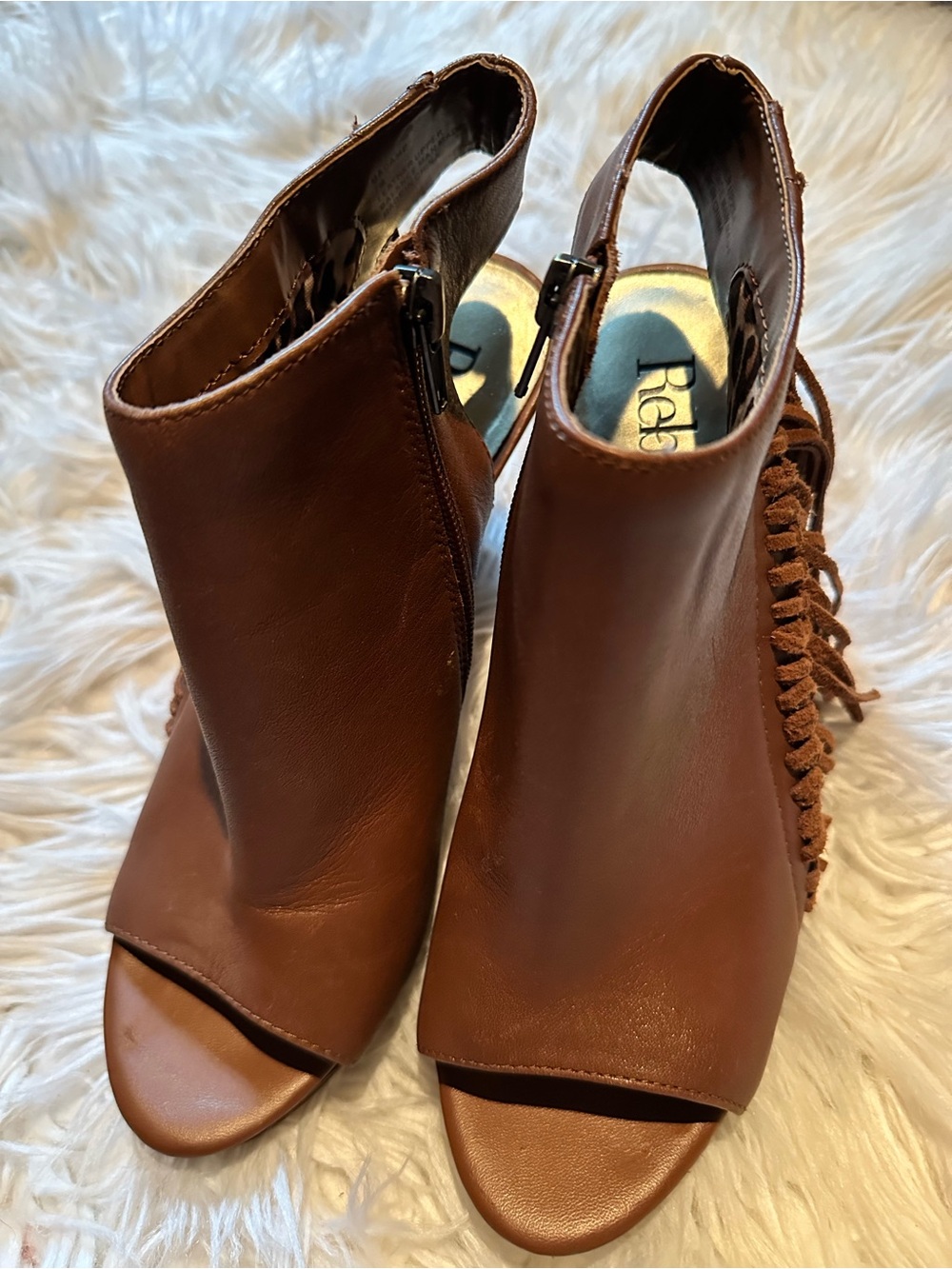 Reba Open-Toe Leather Heeled Sandals